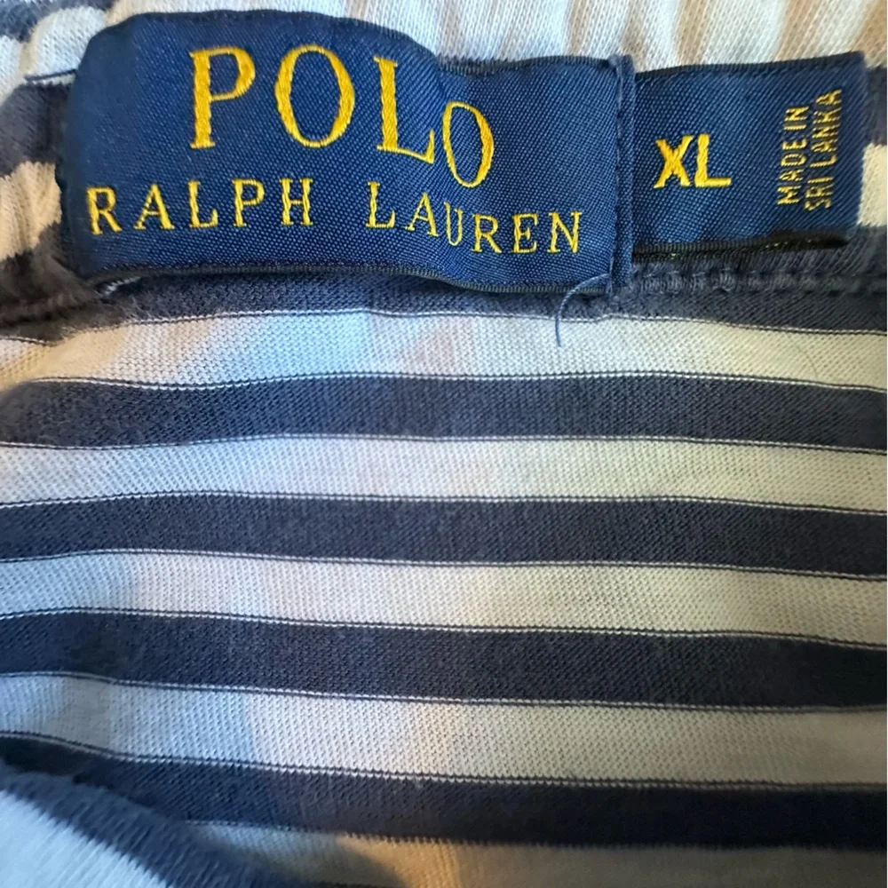 Polo Ralph Lauren Shirt Men’s XL Navy & White Stripe Light Blue‎ Pony on Pocket